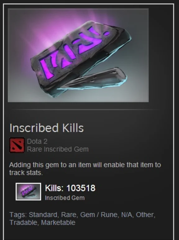 Накрученный гем Dota 2, Inscribed gem Убийств: 100000