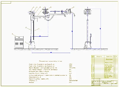 Drawing of welding column P302 for semiautomatic device