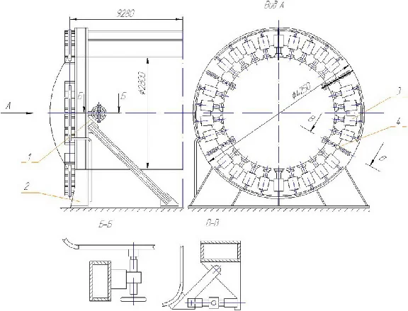 Drawing. Stand for assembling of shells from the bottom