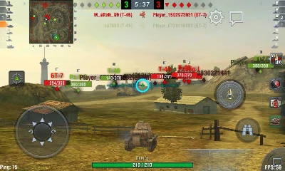 Прицел с зеленым перекрестием и голубой сводкой WOT