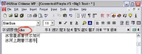 NJstar Word Processor program to input characters
