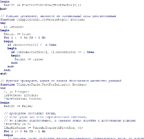 Gomory method. Coursework and sources. Delphi.