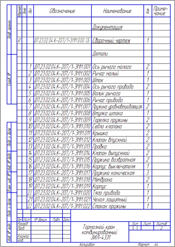 Drawing Brake valve ZIL-433