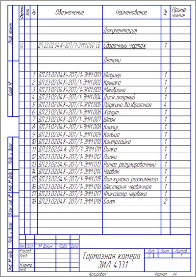 Drawing Brake valve ZIL-433