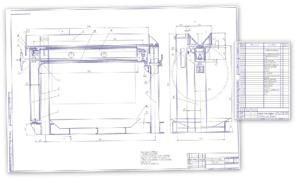 Drawing of stand to assembling shells longitudinal