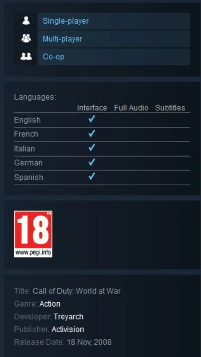 Call of Duty: World at War (Steam Gift Region Free)
