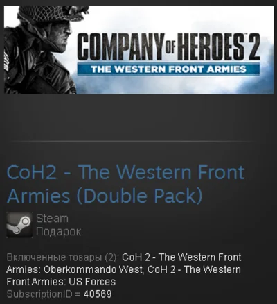 Company of Heroes 2 The Western Front Armies D ROW Gift