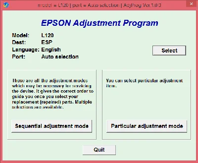 Adjustment program Epson L120