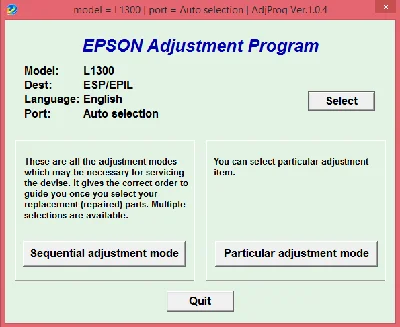 Adjustment program Epson L1300