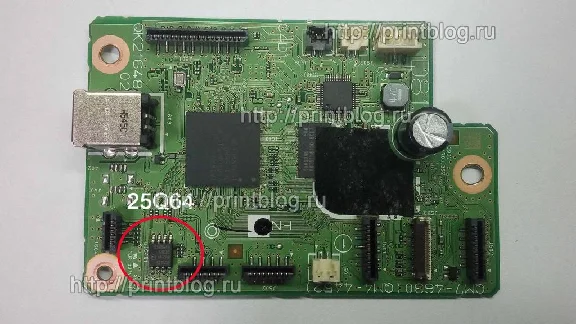 Dumps chips Canon G3400 printer to reset 5B00