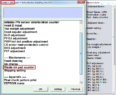 Adjustment program Epson L805