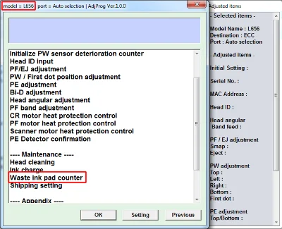 Adjustment program Epson L656
