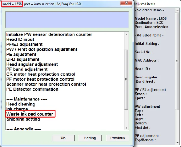 Adjustment program Epson L656