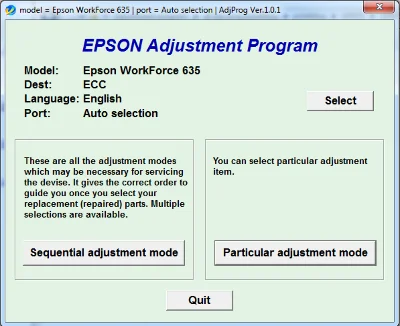 Adjustment program Epson WorkForce 633 All-in-One Print
