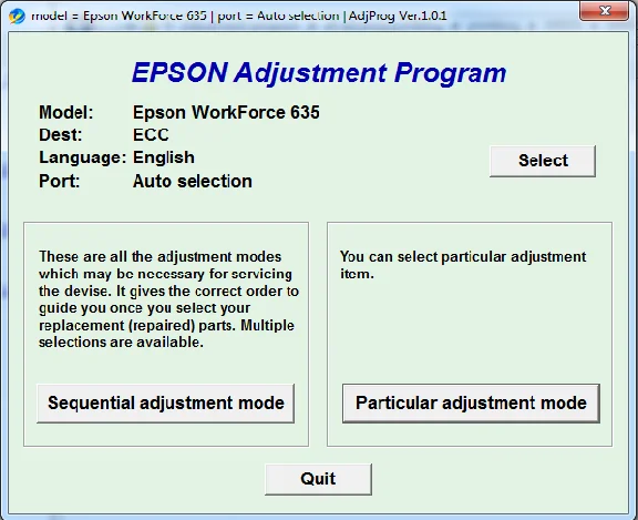 Adjustment program Epson WorkForce 633 All-in-One Print