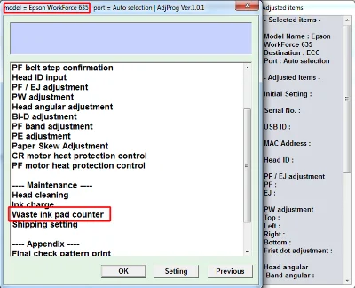 Adjustment program Epson WorkForce 633 All-in-One Print