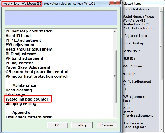 Adjustment program Epson WorkForce 633 All-in-One Print