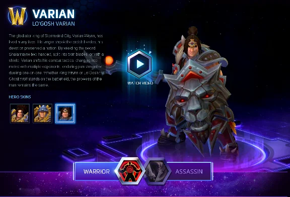 Heroes of the Storm Varian Hero + Lo´Gosh Skin