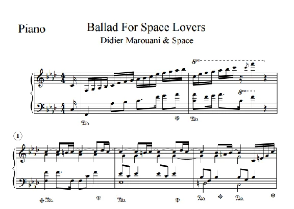 Piano Sheets Didier Marouani Space Ballad Space Lovers