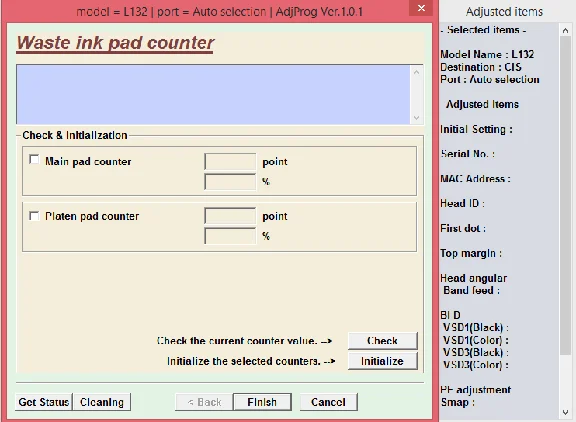 Adjustment program Epson L132, L222, L312, L362, L366