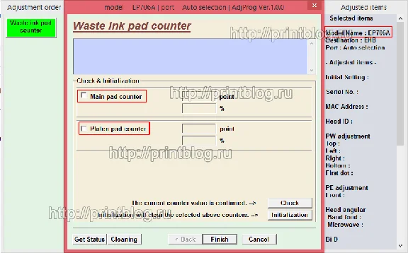 Adjustment program Epson EP-706A