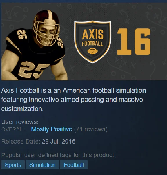 Axis Football 2016 STEAM KEY ROW/Region Free/BONUS