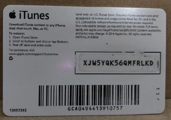 iTunes Gift Card $10 USA |🎵| Scan image !SALE