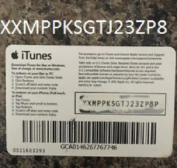 iTunes Gift Card $5 USA = Photo of the back side!SALE