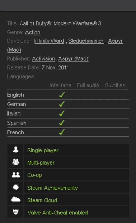 Call of Duty: Modern Warfare 3 (Steam KEY /Region Free)