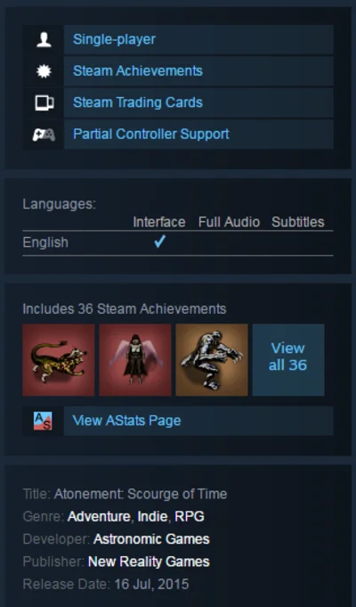 Atonement: Scourge of Time (Steam KEY / Region free)