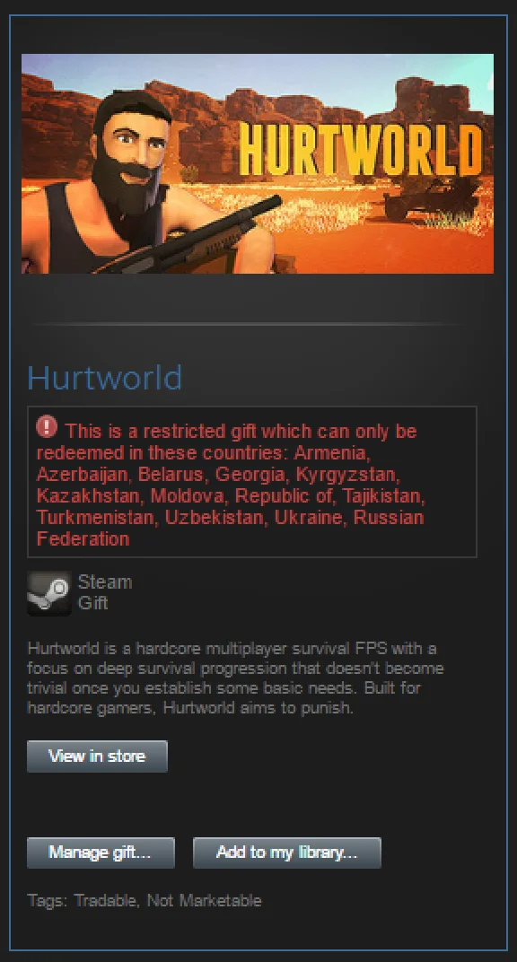 Hurtworld (Steam gift RU/CIS) + подарок