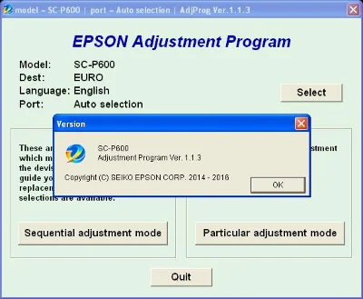 Epson Sure Color SC-P600 Adjustment Program