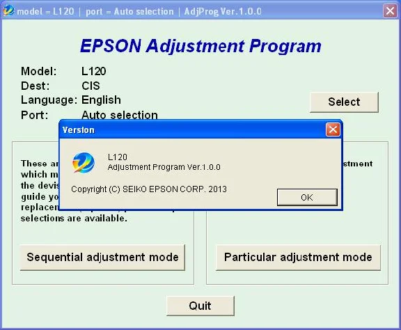 Epson L120 Adjustment Program