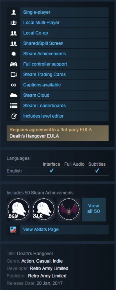 Death&acute;s Hangover (Steam KEY / Region free/ ROW /Global)