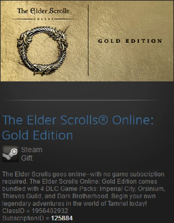 The Elder Scrolls Online Gold Edition (Steam gift/free)