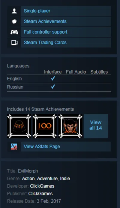 EvilMorph (Steam KEY / ROW / Region free)