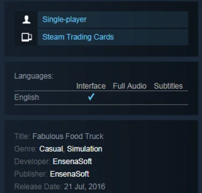 Fabulous Food Truck (Steam KEY / Region free / Global)