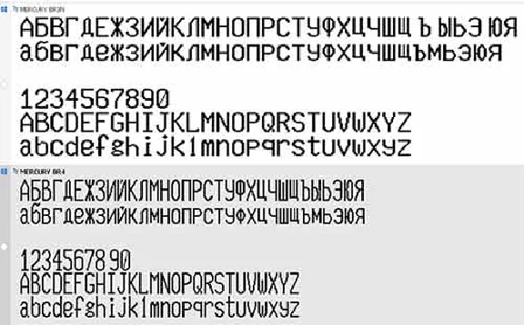 Font of thermal printer Mercury S