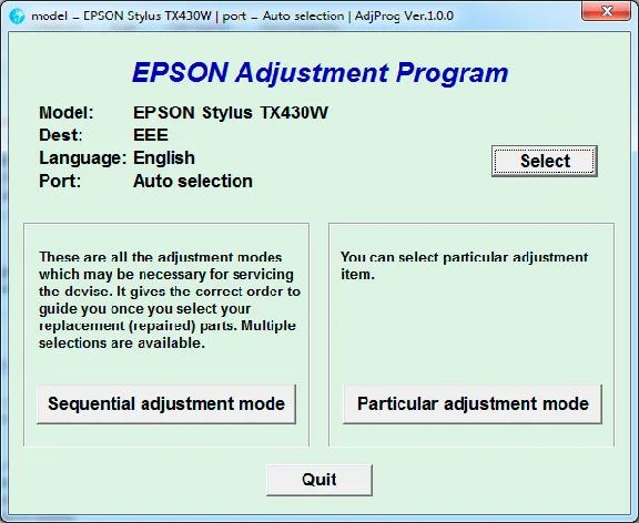 Reset diapers Epson Stylus SX230, SX235W, SX430, SX435