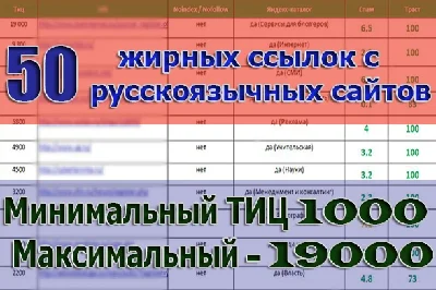Топ 50 сайтов для ваших ссылок (общий ТИЦ - 130 000)