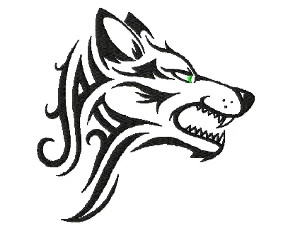 Design for the embroidery machine, wolf-tattoo. 13x12мм