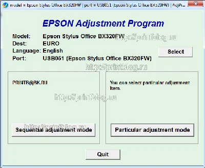Adjustment program Epson Stylus Office BX320FW (EURO)