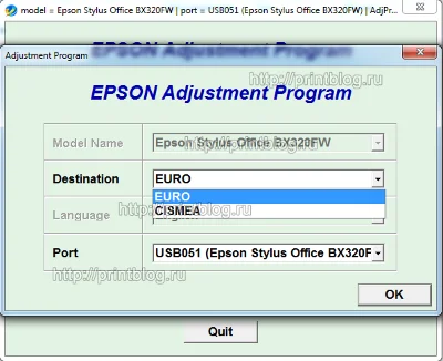 Adjustment program Epson Stylus Office BX320FW (EURO)