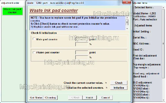 Adjustment program Epson L382, L386, L486 (Reset)