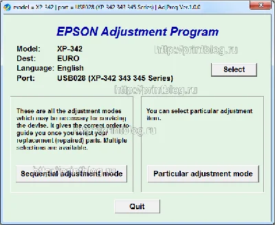 Adjustment program Epson XP-342 (340) reset ink counter