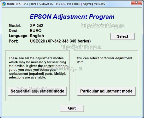 Adjustment program Epson XP-342 (340) reset ink counter