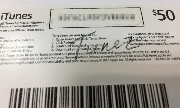 iTunes Gift Card $50 USA | Photo of the back side!SALE