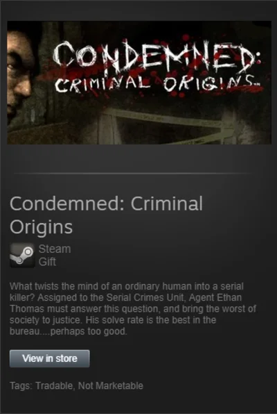 Condemned Criminal Origins (Steam Gift Region Free/ROW)