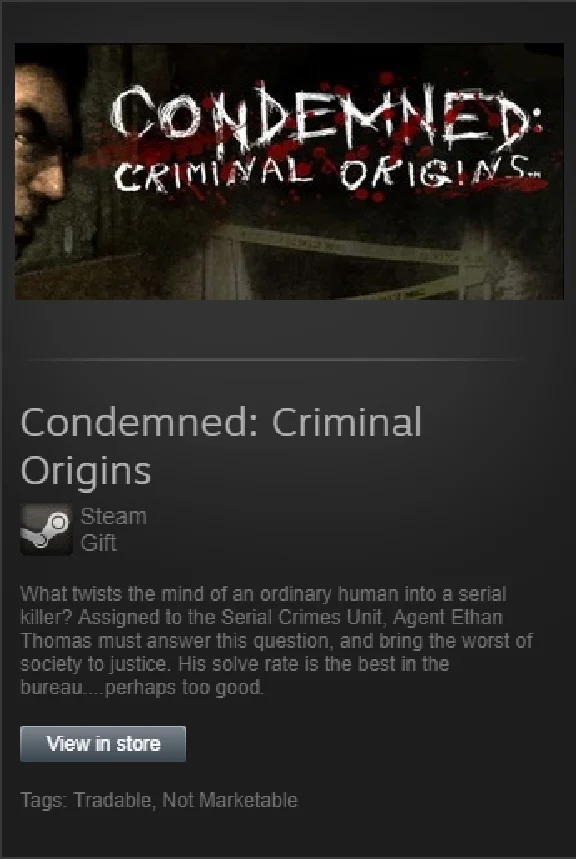 Condemned Criminal Origins (Steam Gift Region Free/ROW)