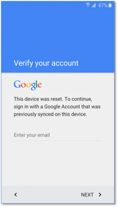 Samsung FRP unlock google account service